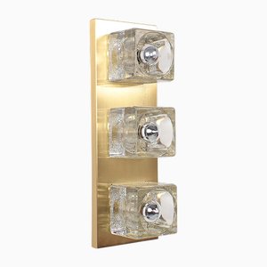 Vintage Ice Cube Brass and Glass Wall Lamp from Peill & Putzler, 1970s