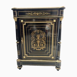 Bufet Napoleón III, siglo XIX de madera ennegrecida y marquetería de latón grabado