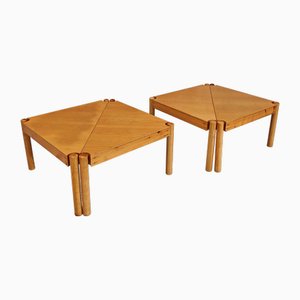 Vintage Enolinea Modular Triangular Tables in Light Wood, 1980s, Set of 4