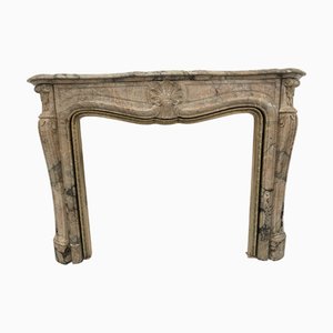 19th Century Louis XV Fireplace in Slightly Pinkish Breccia Marble