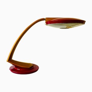 Modernist Spanish Red Metal Desk Lamp Boomerang 2000 by Fase, 1960s