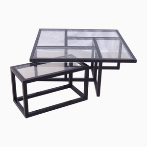 Radius Table in Wood and Glass, Set of 2