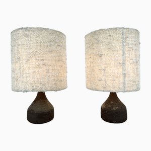 Ceramic Table Lamps with Original Fabric Shade from Krösselbach, 1960s, Set of 2