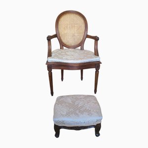 Caned Medallion Armchair, 1950s