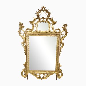 Large Louis XV Mirror in Carved and Gilded Wood, 1940s