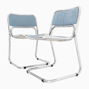 Sedie vintage con struttura in acciaio cromato, anni '70, set di 2