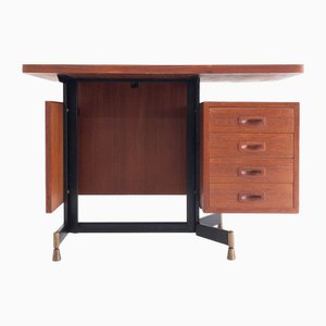 Vintage Teak and Metal Desk with Formica Top, 1950s