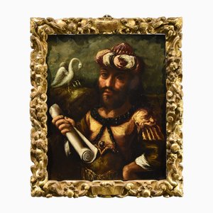 Artiste Maniériste Flamand, Portrait de l'Alchimiste Geber, 17ème Siècle, Huile sur Panneau, Encadrée