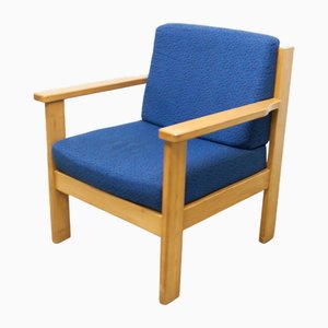 Blue and Honey Beech Armchair, 1980s