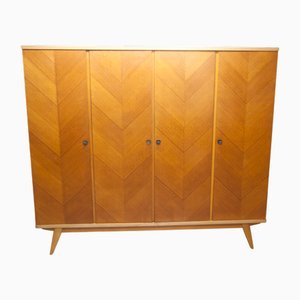 Large Parisian Wardrobe with 4 Doors and 3 Drawers, Mirrored Wardrobe, Compass Feet