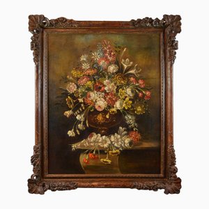 Scuola Toscana, Still Life with Flowers, 1860, Oil on Canvas