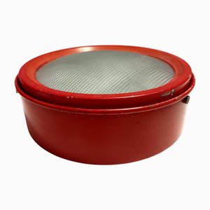 Lampada da soffitto modello 3055 in metallo e vetro rosso di Gino Sarfatti per Arteluce, 1962