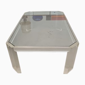 Mesa de centro Mid-Century moderna de vidrio acrílico y vidrio de David Lange, años 70