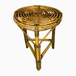 Vintage Rattan Hocker, 1970er