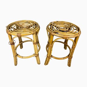 Set di sgabelli vintage in vimini, 1970