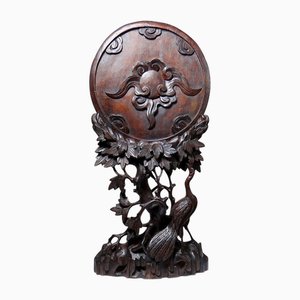 Large Asian Table Screen Panel in Carved Wood
