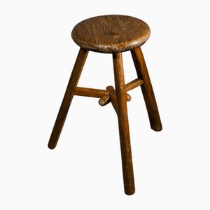 Tabouret Tripode Antique en Bois, Chine