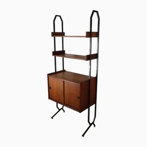 Vintage Modular Bookcase in Wood and Metal, Italy, 1960s
