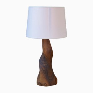 Brutalist Walnut Table Lamp, 1960s