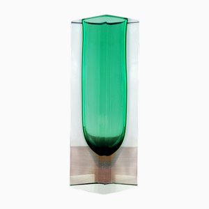 Vase Sommerso en Verre de Murano Vert par Flavio Poli pour Alessandro Mandruzzato, Italie, 1970s
