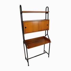Vintage Desk with Modular Bookcase in Wood and Metal, 1960s