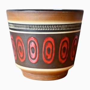 Brutalistischer Blumentopf mit Fat Lava Dekoration, 1960er
