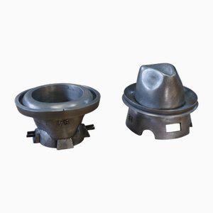 Moldes para sombreros Jalard vintage de aluminio fundido, años 50. Juego de 2
