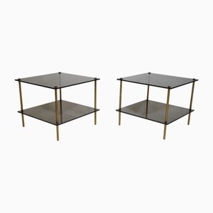 Tables d'Appoint en Verre Fumé, 1980s, Set de 2