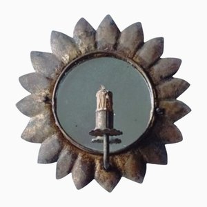 Candleholder with Mirror in Wrought Iron