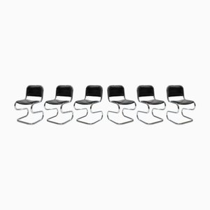 Vintage Cantilever Chrome Dining Chairs, 1980s, Set of 6