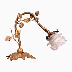 Gilt Bronze and Satin Glass Table Lamp, 1890s