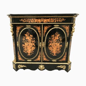 Napoleon III Schrank aus schwarzem Holz und heller Holzintarsien, 19. Jh.