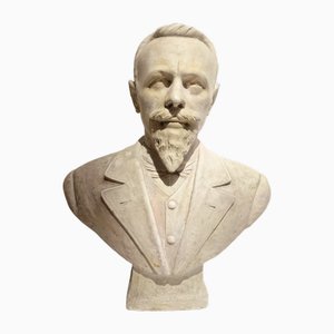 Sculpted Plaster Cast Bust of a Notable Person by Rilleux, 20th Century