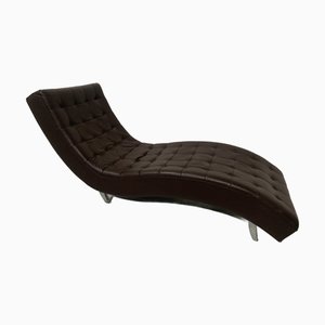 20th Century Black Leather Checkerboard Relaxation Bench