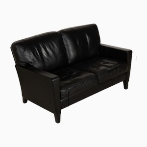 Sofá de dos plazas en negro de Henry Leather para Walter Knoll
