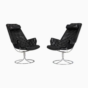 Vintage Jetson Sessel mit schwarzem Leder von Bruno Mathsson für Dux, 2024