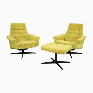 Mid-Century Modern Chairs with Ottoman by Morávek and Munzar, 1970s, Set of 3