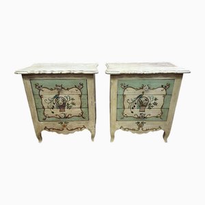 Louis XV Painted Wooden Bedside Tables, Set of 2
