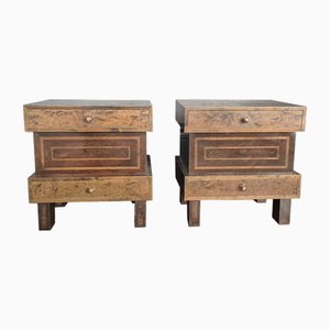 Art Deco Nachttische aus gebeizter Maserbirke, Finnland, 1930er, 2er Set