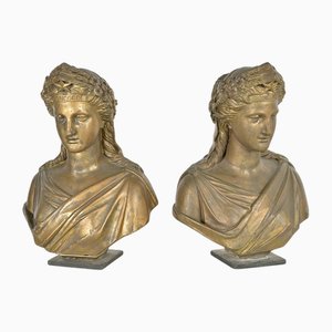 Concorde Büsten, Vergoldete Terrakotta, 2er Set