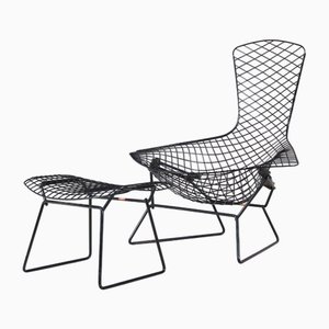 Juego de silla Bird con otomana de Harry Bertoia para Knoll International, EE. UU., Años 60