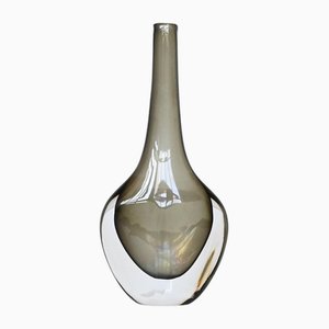 Vaso Sommerso in vetro nero di Nils Landberg per Orrefors, Svezia, anni '50