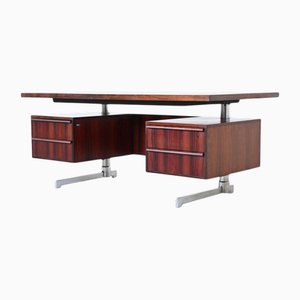 Danish Floating Writing Desk in Rosewood and Chrome, Denmark, 1960s