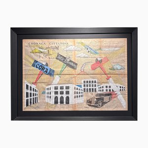 Michele Falanga, Aeropittura; La Stampa, 1933, Mixed Media on Newspaper Sheet