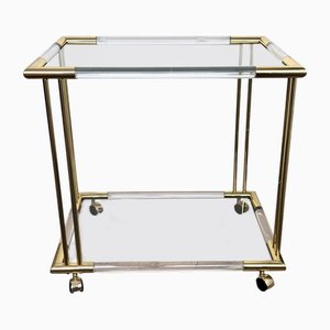 Chariot Bar Vintage à Deux Niveaux en Verre Acrylique et Verre par Milo Baughman, Italie, 1970s