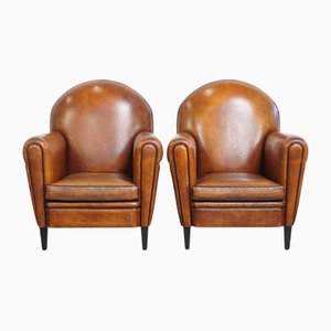 Vintage Art Deco Sheepskin Chairs, Set of 2