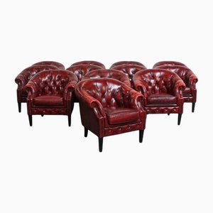 Sedie Chesterfield in pelle di vacchetta, Regno Unito, set di 12