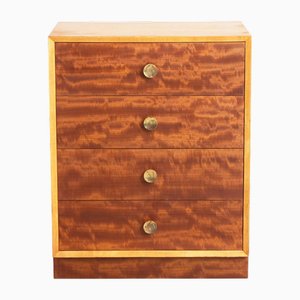 Small Mid-Century Chest of Drawers in Mahogany with Circular Brass Handles, 1960s