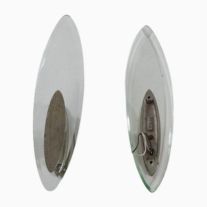 Wall Lamps in Glass and Nickel-Plated Metal from Lumi, Italy, 1960s, Set of 2