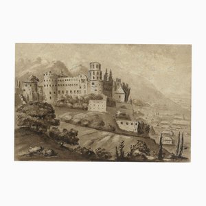 James Hamilton Stanhope, Heidelberg Castle from the Neckar, 1819, Watercolour